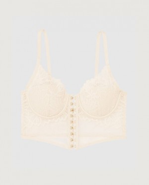La Senza Front-Close Bra Top Women's Lingerie Pearl | yRemv3LU