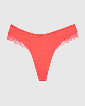 La Senza High Leg Thong Panty Women's Underwear Red | E67xVi4c