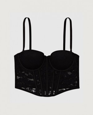 La Senza Lightly Lined Strapless Bra Top Women's Lingerie Black | FZvxlQa1