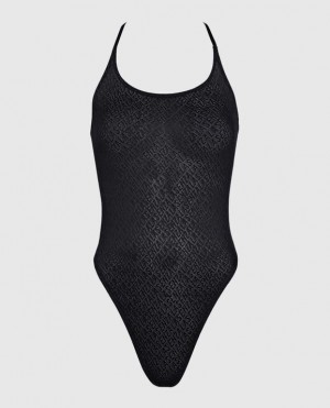 La Senza Logo Mesh Bodysuit Women's Lingerie Black | 0pWzCsRJ