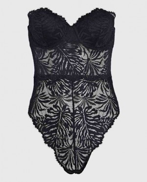 La Senza Strapless Lace Bodysuit Women's Lingerie Black | zT6j5vlO