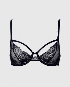 La Senza Unlined Lace Bra Women's Lingerie Black | fdssEBnY