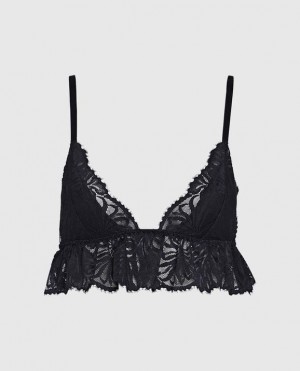 La Senza Unlined Lace Bralette Women's Lingerie Black | PDtMQ2Je