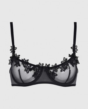 La Senza Unlined Mesh Bra Women's Lingerie Black | zVbOYYMG