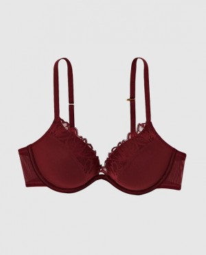 La Senza Up 2 Cup Push Up Women's Bras Red Burgundy | sHjVvvIq