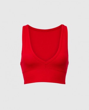 La Senza Waffle Crop Women's Sleepwear Red | bIYKn40f