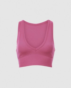 La Senza Waffle Crop Women's Sleepwear Rose | tfRuVkRd