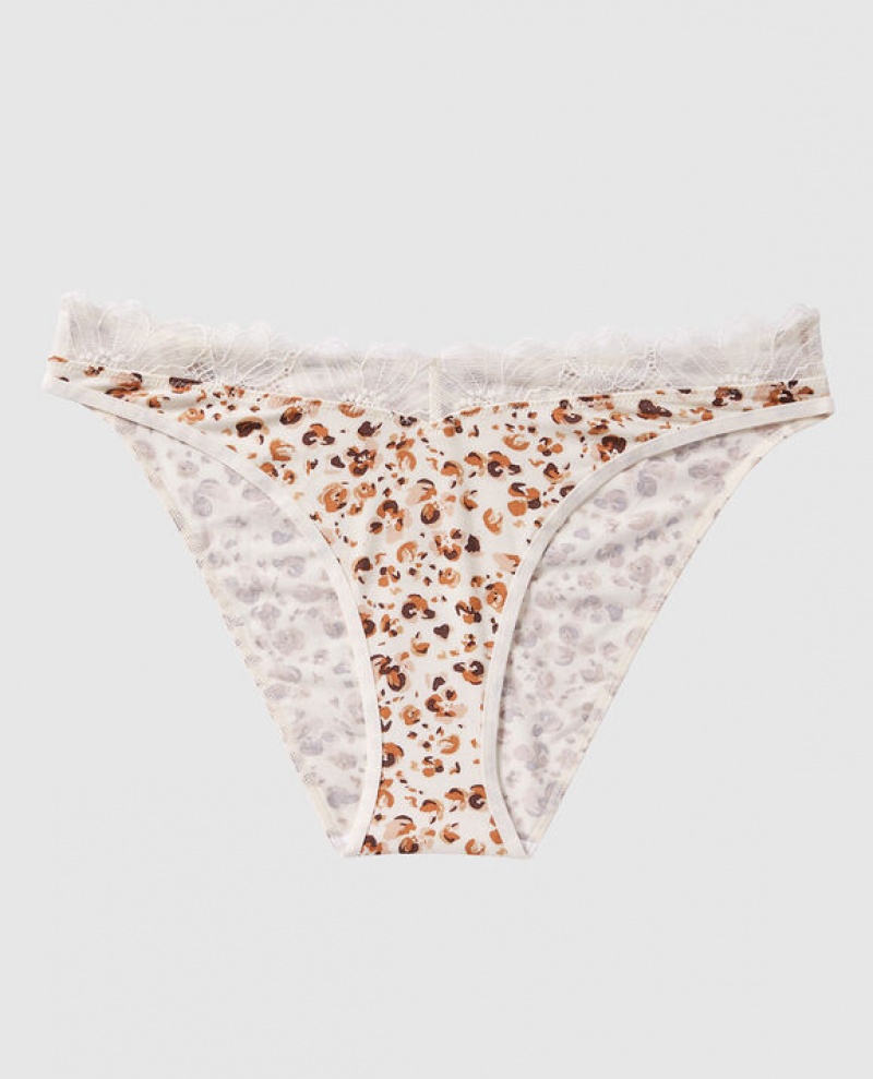La Senza Bikini Panty Women\'s Underwear Cream Leopard | C7aJ2Qvq
