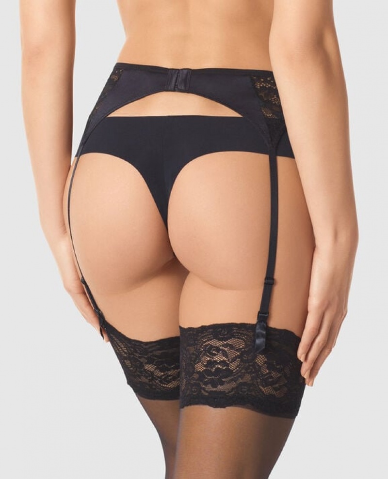 La Senza Garter with Lace Women's Lingerie Black | Euvy7p4z