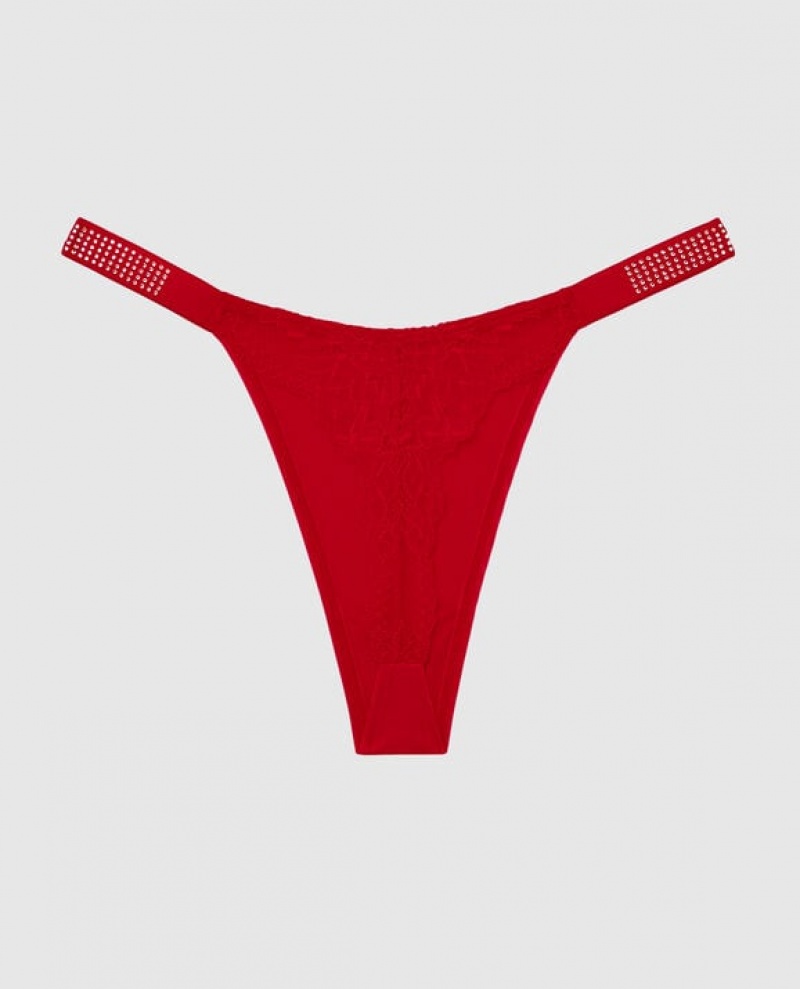 La Senza High Leg Thong Panty Women's Underwear Red | ZwixOITd