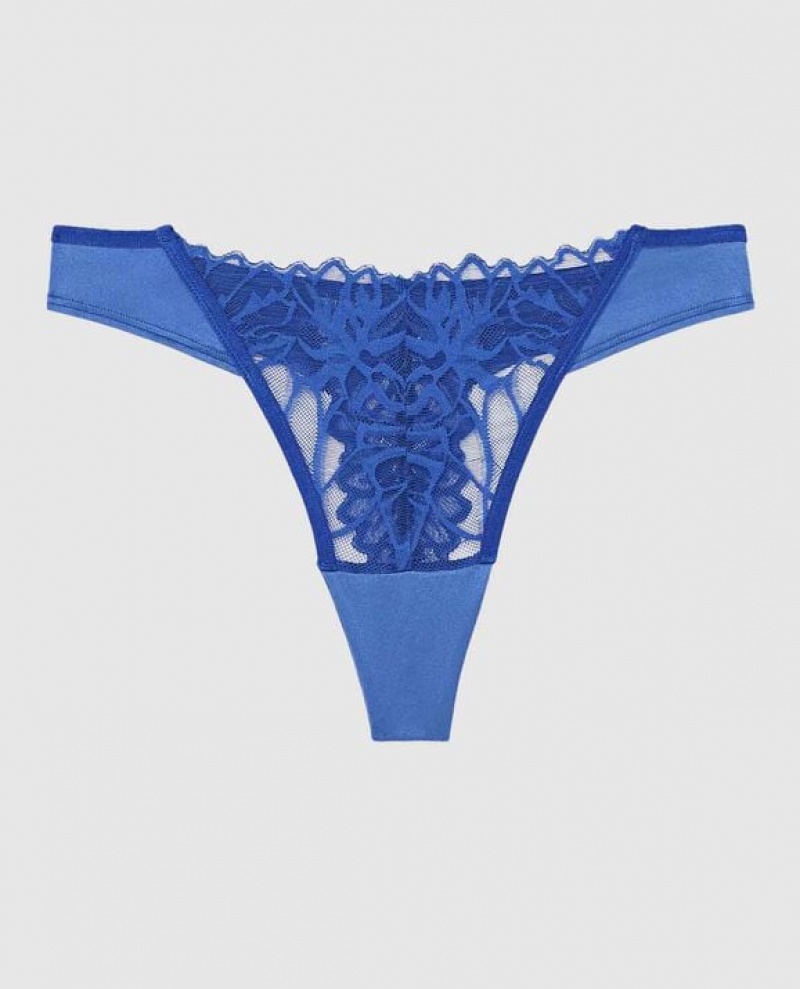 La Senza High Leg Thong Panty Women\'s Underwear Deep Blue | FHd9UBfd