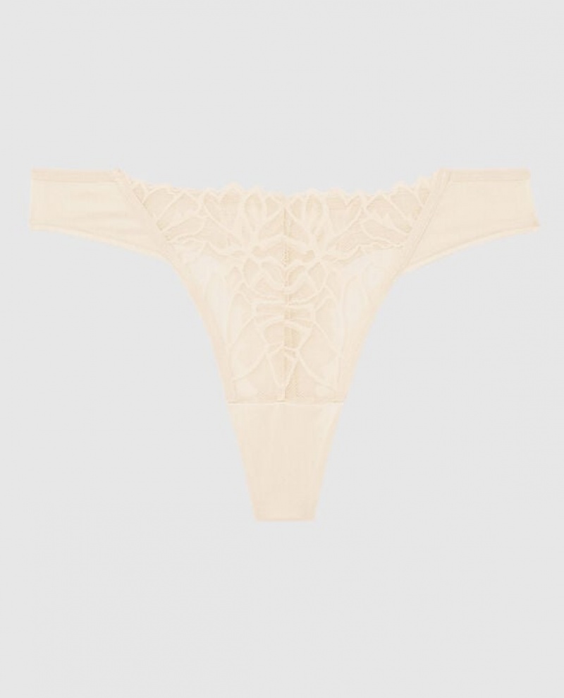 La Senza High Leg Thong Panty Women\'s Underwear Pearl | Vw5iZe0c