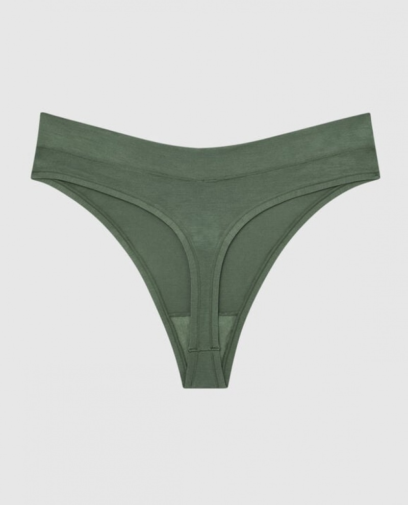 La Senza High Leg Thong Panty Women's Underwear Dark Forest | MDh9nZIl