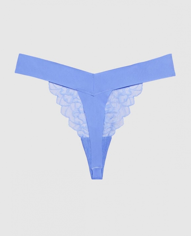 La Senza High Leg Thong Panty Women's Underwear Blue | ZOdWhKu4