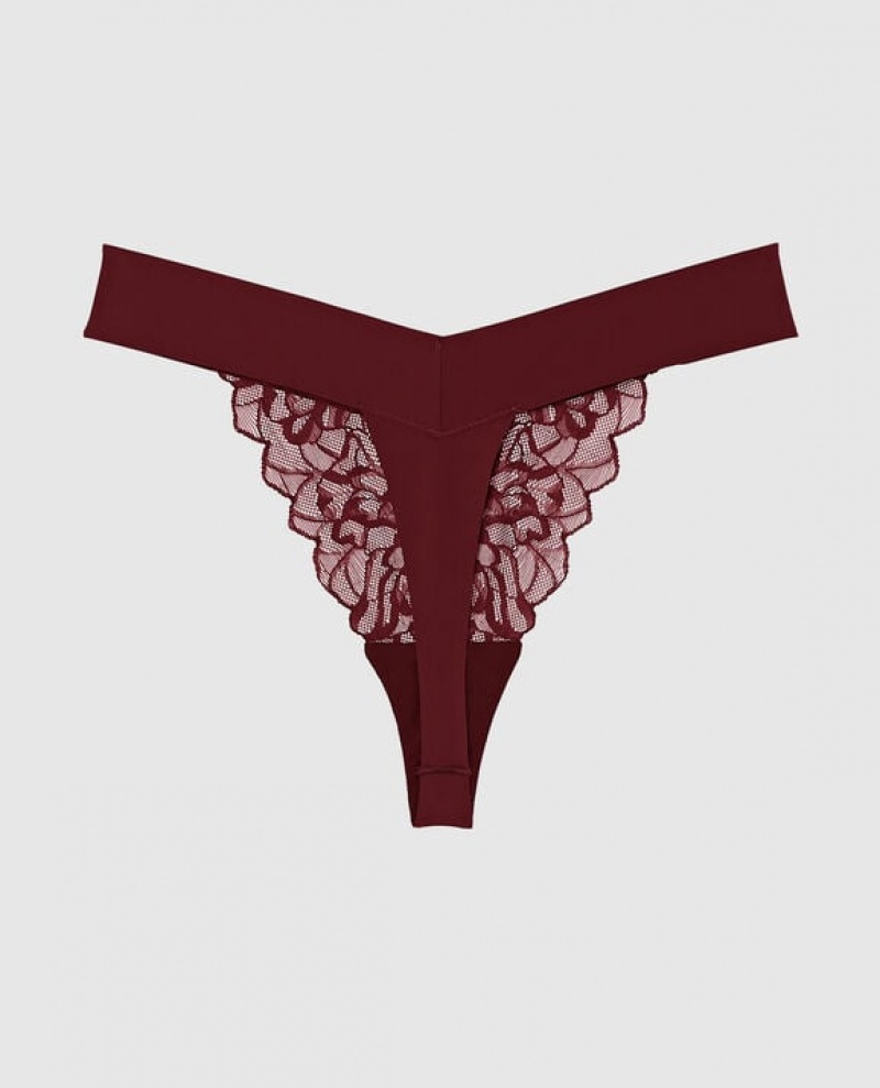La Senza High Leg Thong Panty Women's Underwear Red Burgundy | yLdJ62Zw