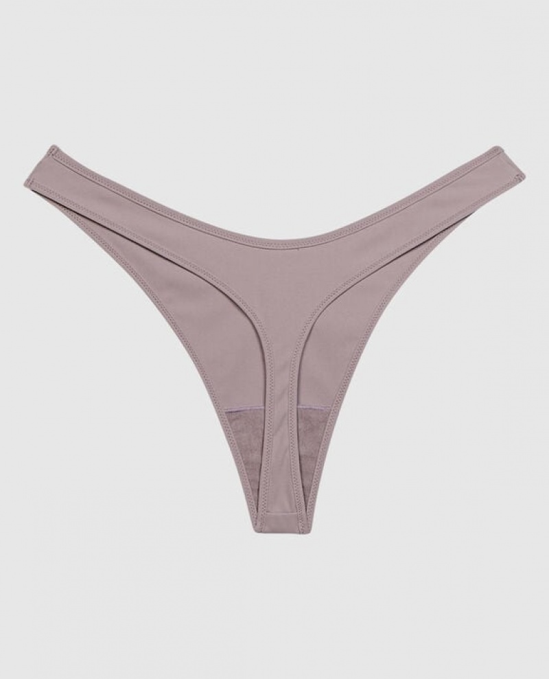 La Senza High Leg Thong Panty Women's Underwear Winterberry | d9pREtQ8