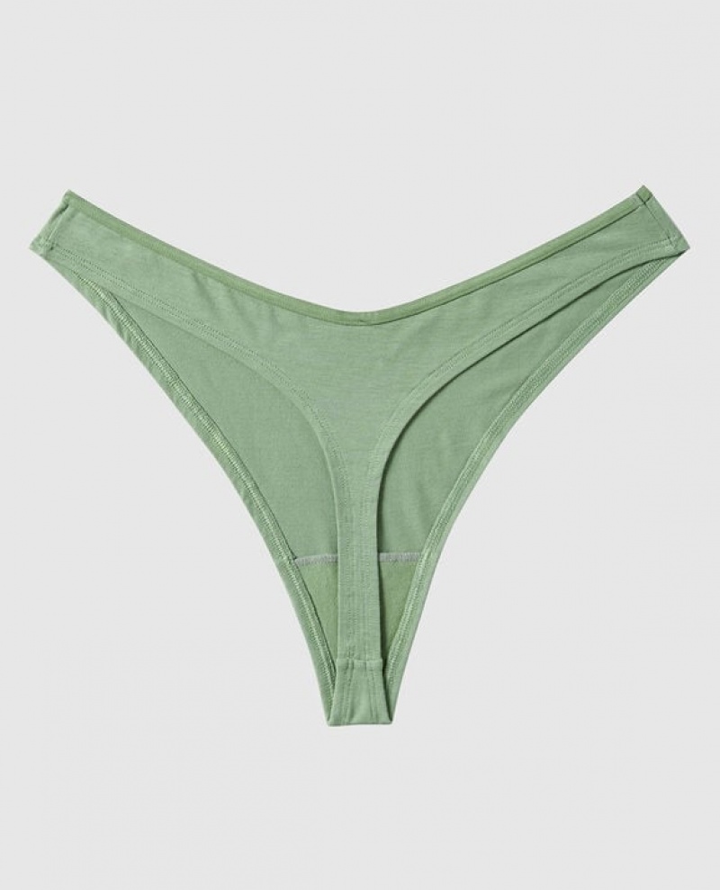 La Senza High Leg Thong Panty Women's Underwear Olive | 40jT0T6Z