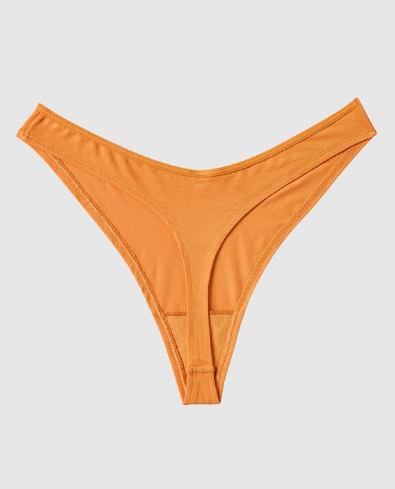 La Senza High Leg Thong Panty Women's Underwear Golden Hour | 3tZHwm0J