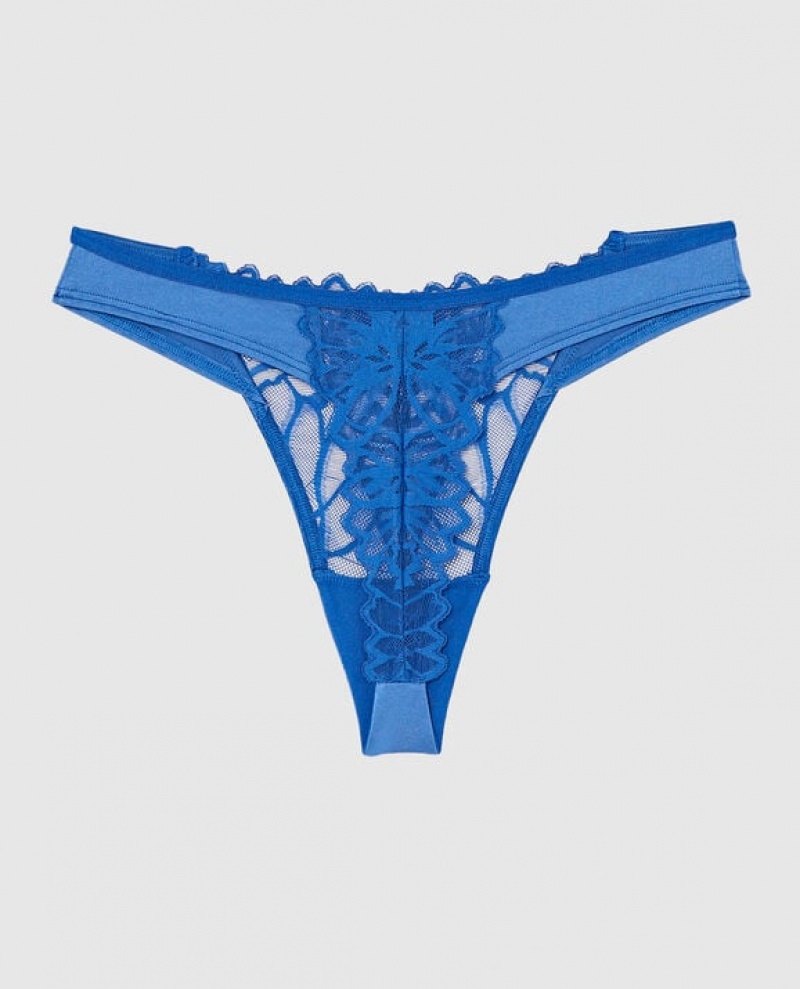 La Senza High Leg Thong Panty Women's Underwear Deep Blue | d4vxxii4