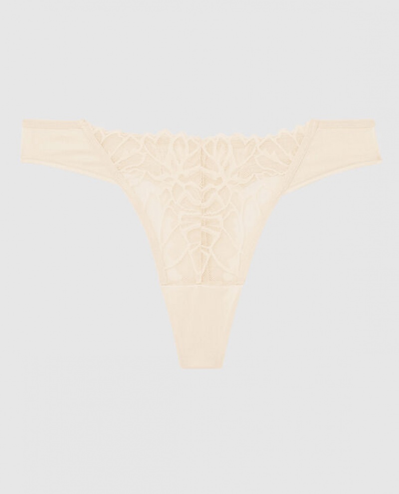 La Senza High Leg Thong Panty Women\'s Underwear Pearl | 9h84djIn