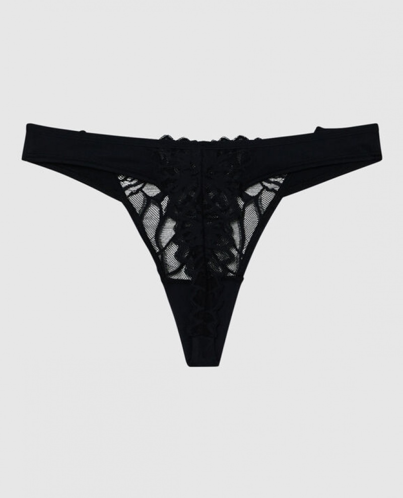 La Senza High Leg Thong Panty Women's Underwear Black | AdqcYcZM