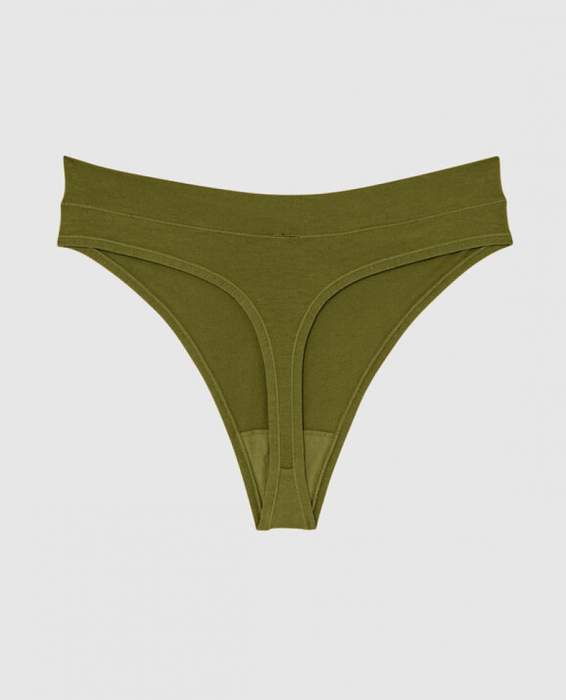 La Senza High Leg Thong Panty Women's Underwear Avocado | zZU6etdi