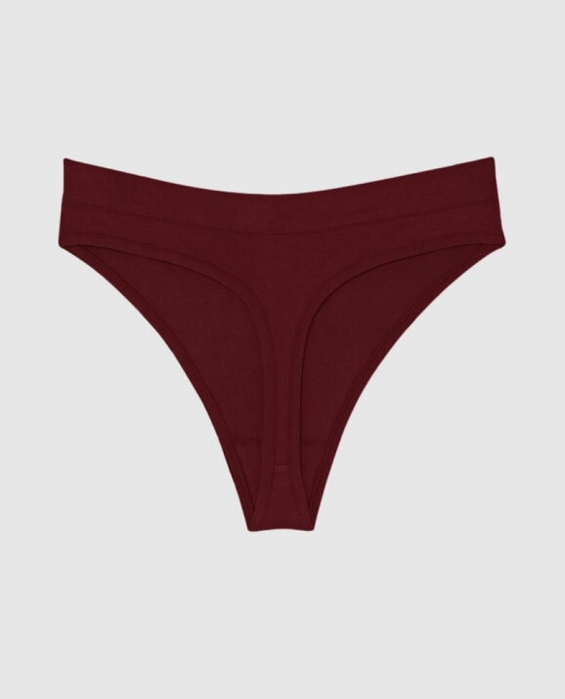 La Senza High Leg Thong Panty Women's Underwear Red Burgundy | ykTinYFg