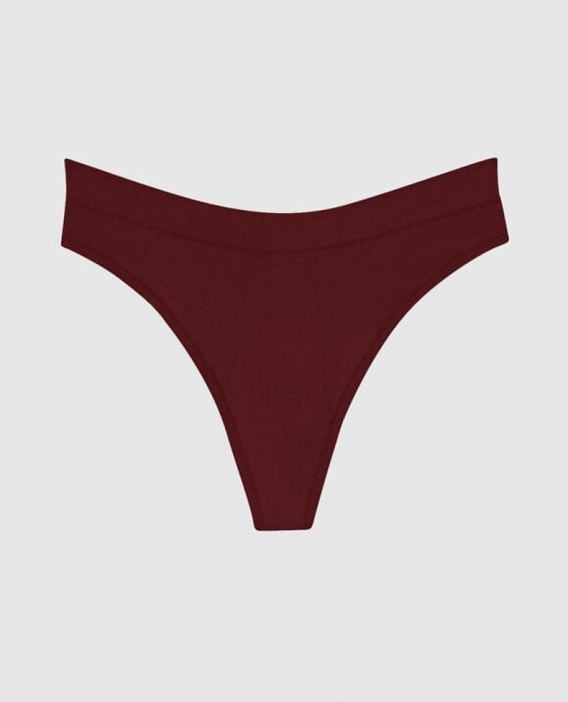 La Senza High Leg Thong Panty Women\'s Underwear Red Burgundy | ykTinYFg