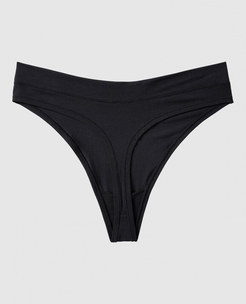 La Senza High Leg Thong Panty Women's Underwear Black | JFQJ7EG1