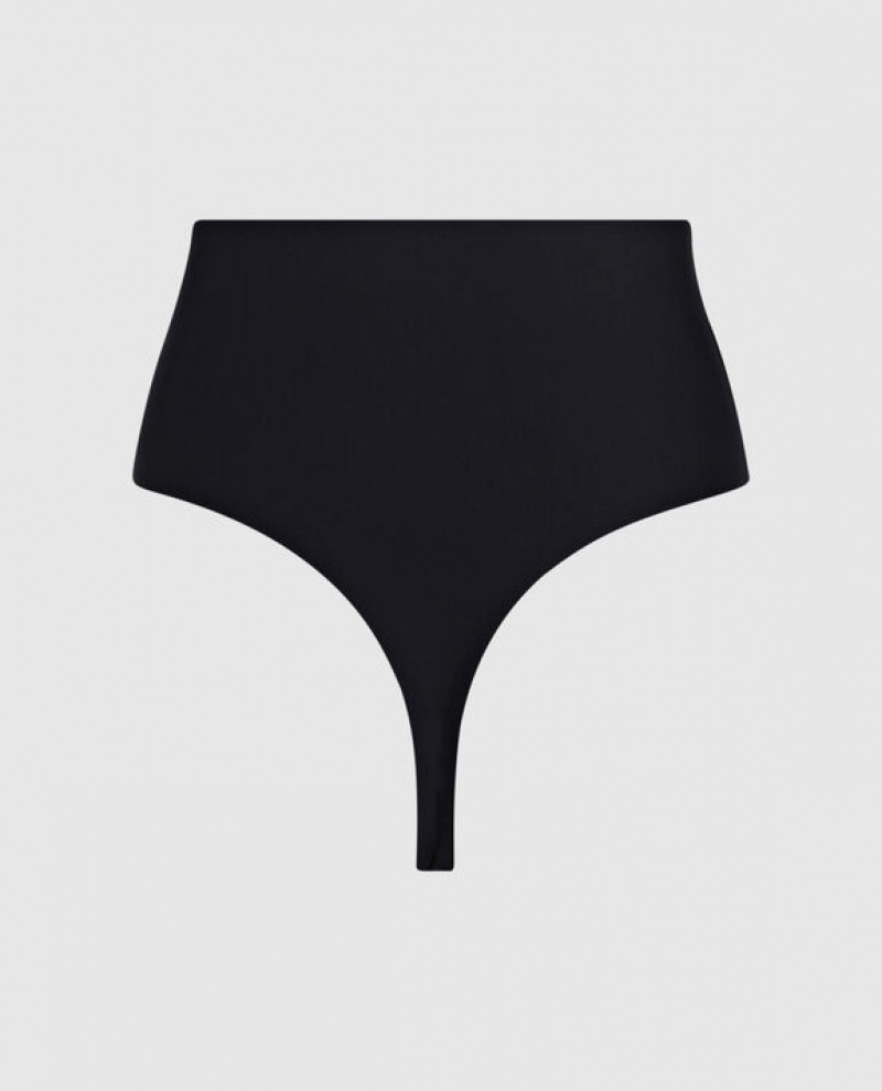 La Senza High Waist Smoothing Thong Women's Underwear Black | xzh8GsCy