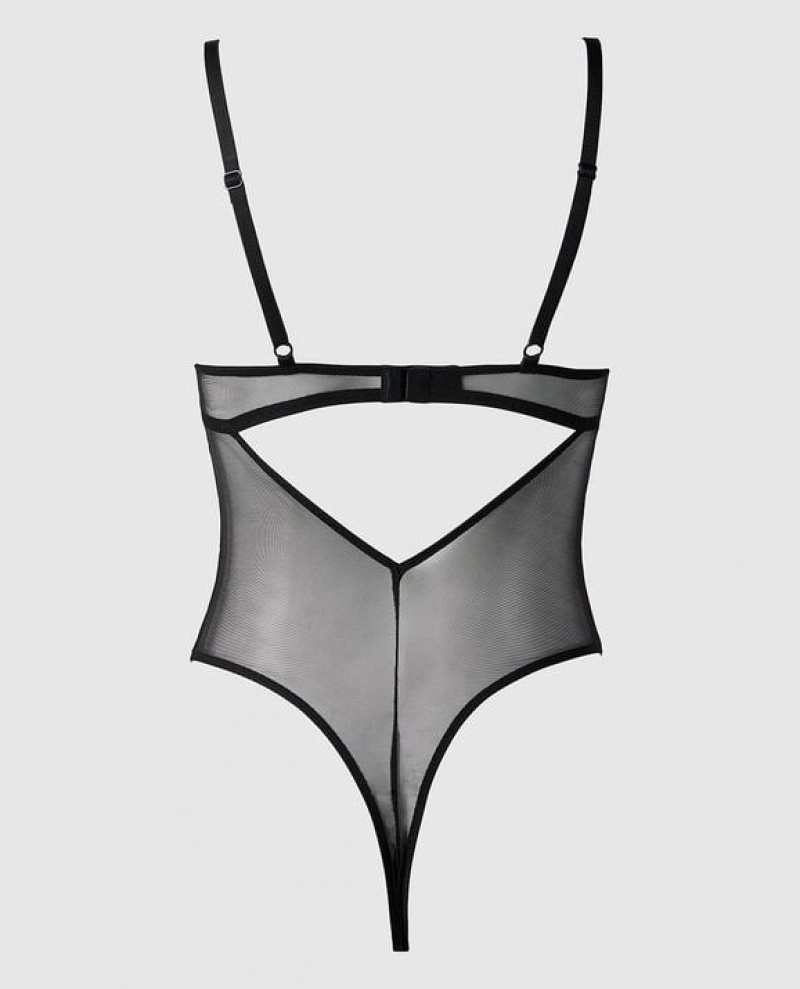 La Senza Lace Bodysuit Women's Lingerie Black | Mu3AfqRk