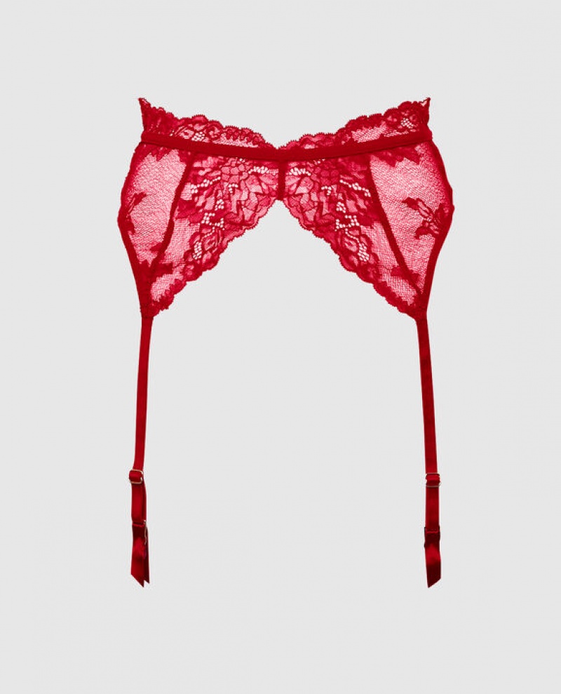 La Senza Lace Garter Panty Women\'s Lingerie Red | ttDORH5e