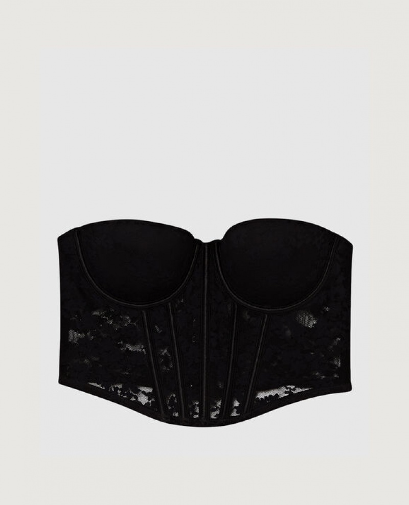 La Senza Lightly Lined Strapless Top Women's Bras Black | GS8nXVkA