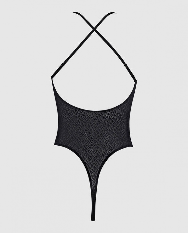 La Senza Logo Mesh Bodysuit Women's Lingerie Black | 0pWzCsRJ