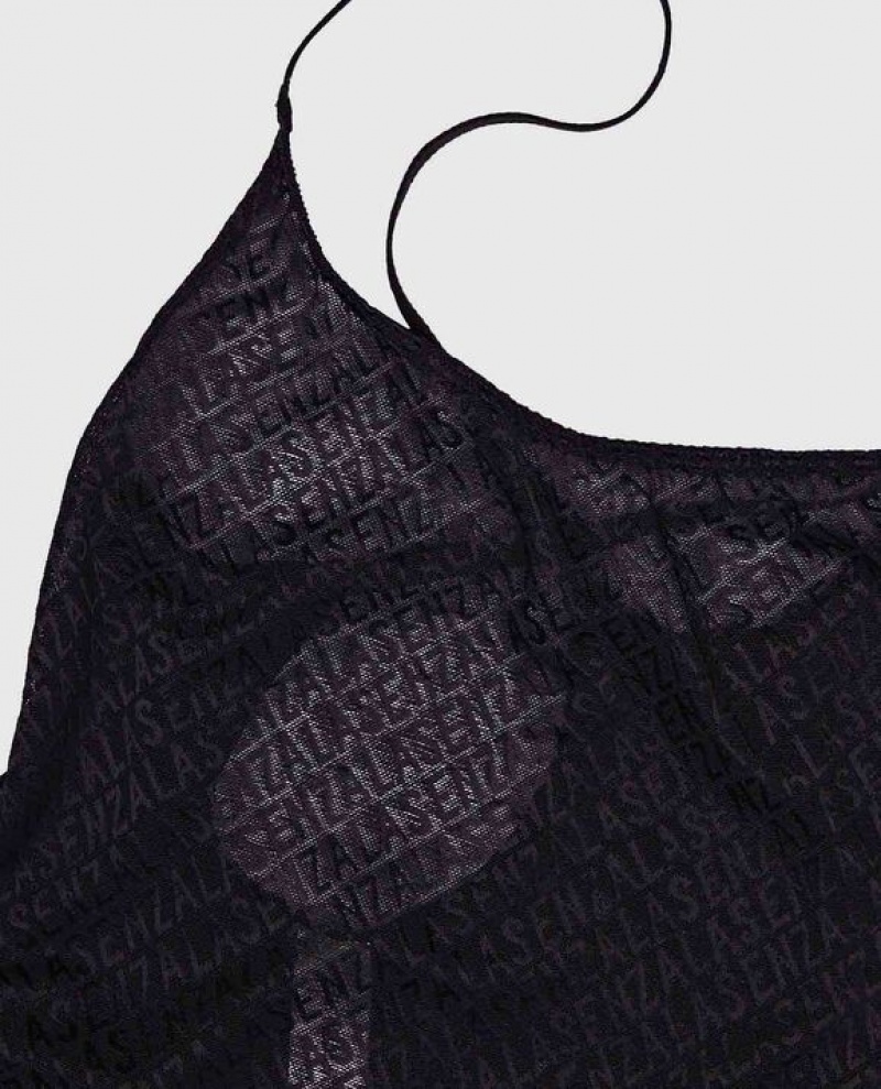 La Senza Logo Mesh Bodysuit Women's Lingerie Black | 0pWzCsRJ