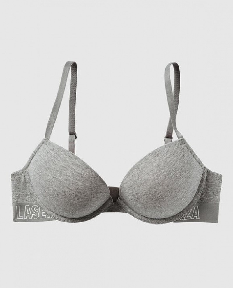 La Senza Push Up Women\'s Bras Grey | 71z7fUbh