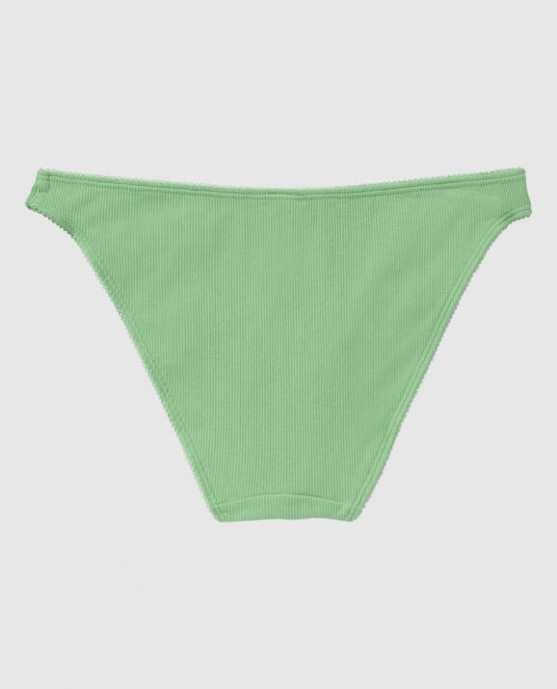La Senza Ribbed Bikini Panty Women's Underwear Mint | cWZRfpU7