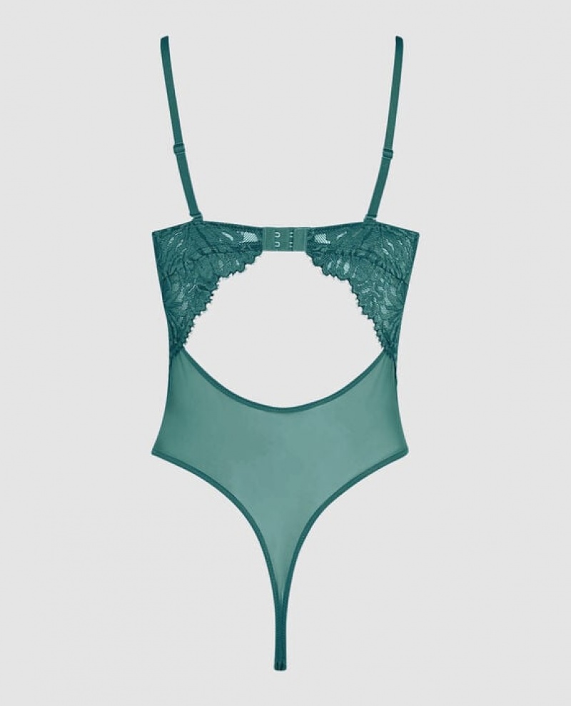 La Senza Strapless Lace Bodysuit Women's Lingerie Tidal Turq | cSW0Ju4L