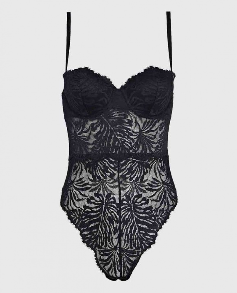 La Senza Strapless Lace Bodysuit Women's Lingerie Black | zT6j5vlO