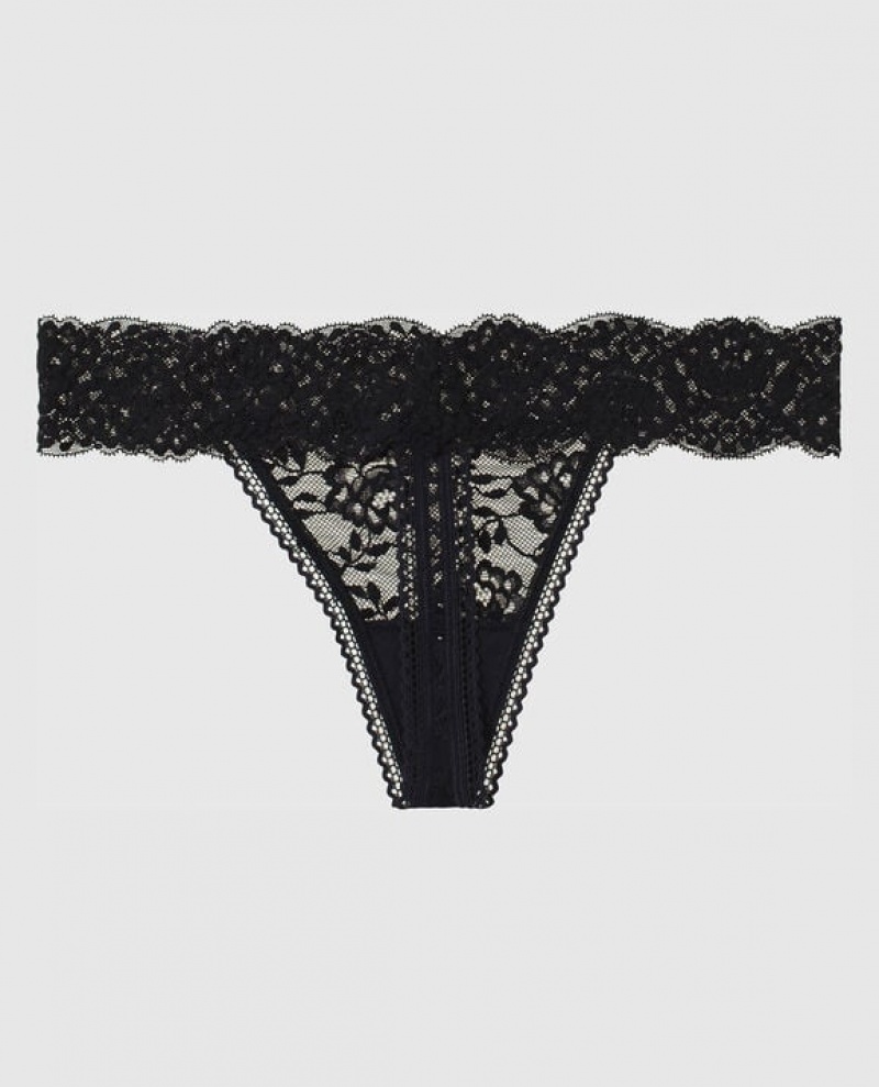 La Senza Thong Panty Women's Underwear Black | PlufNUhf