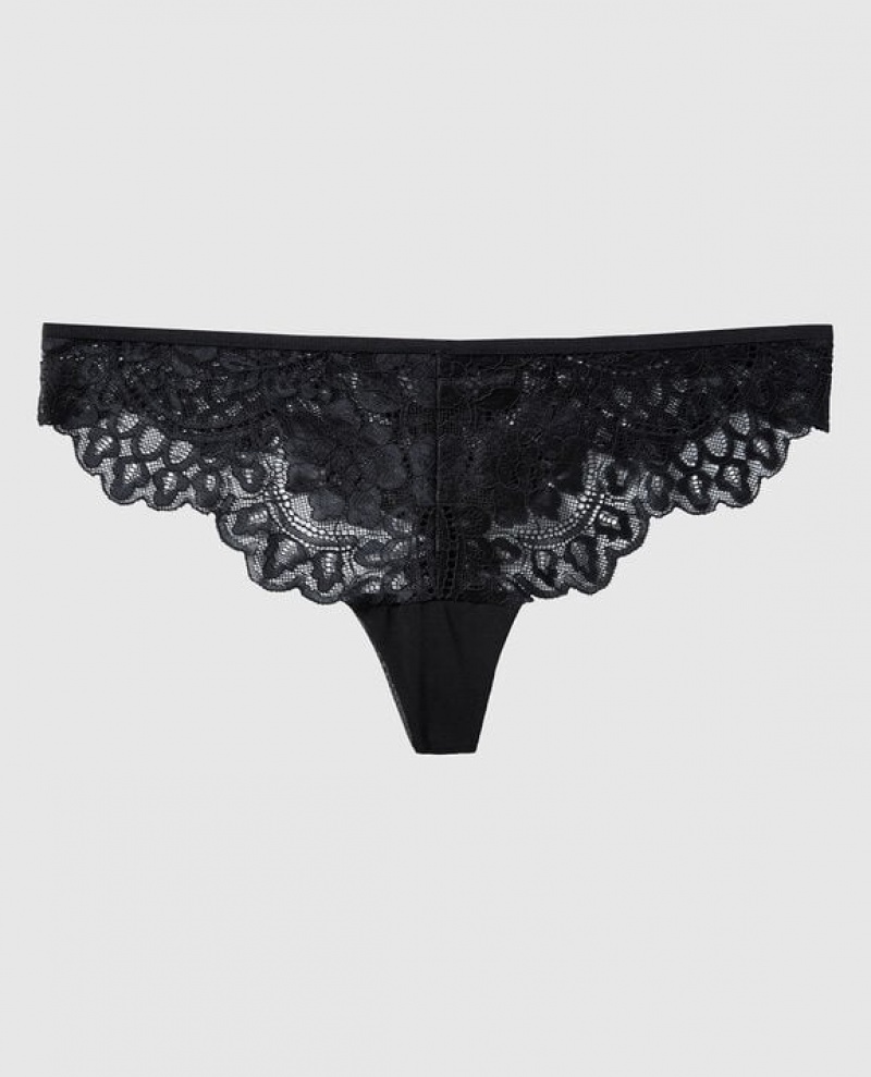 La Senza Thong Panty Women\'s Underwear Black | AqDNLefS