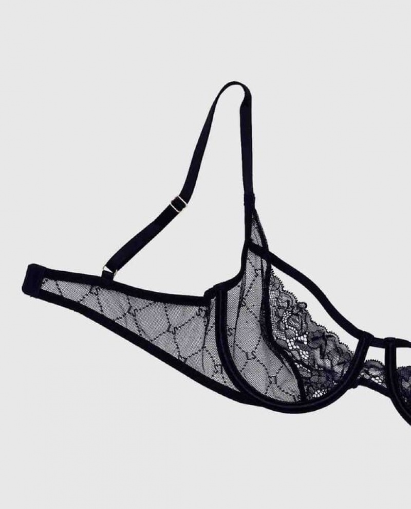 La Senza Unlined Lace Bra Women's Lingerie Black | fdssEBnY
