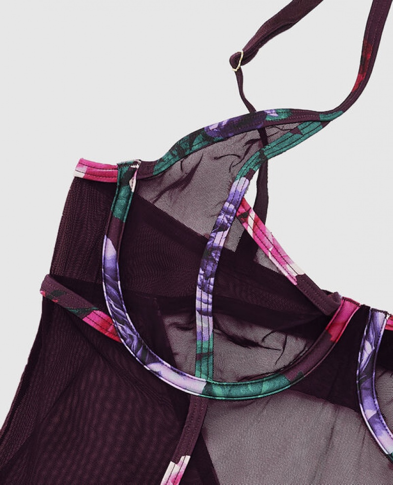 La Senza Unlined Mesh Bodysuit Women's Lingerie Purple | 3VGNVlPZ