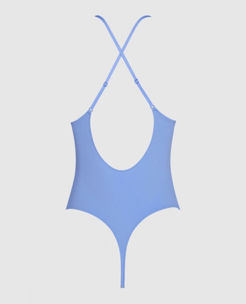 La Senza Unlined Microfiber Bodysuit Women's Lingerie Blue | KdVqBGVD