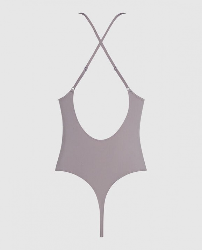 La Senza Unlined Microfiber Bodysuit Women's Lingerie Winterberry | uR3sZwcT