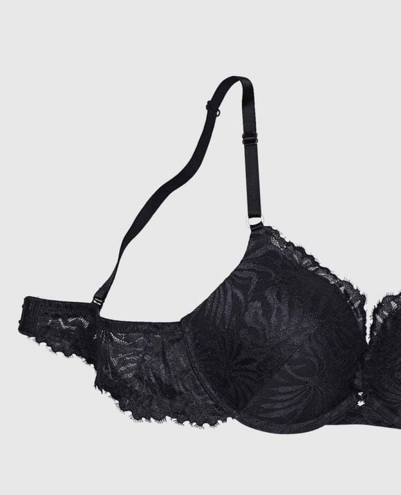 La Senza Up 2 Cup Push Up Women's Bras Black | PdftugXo
