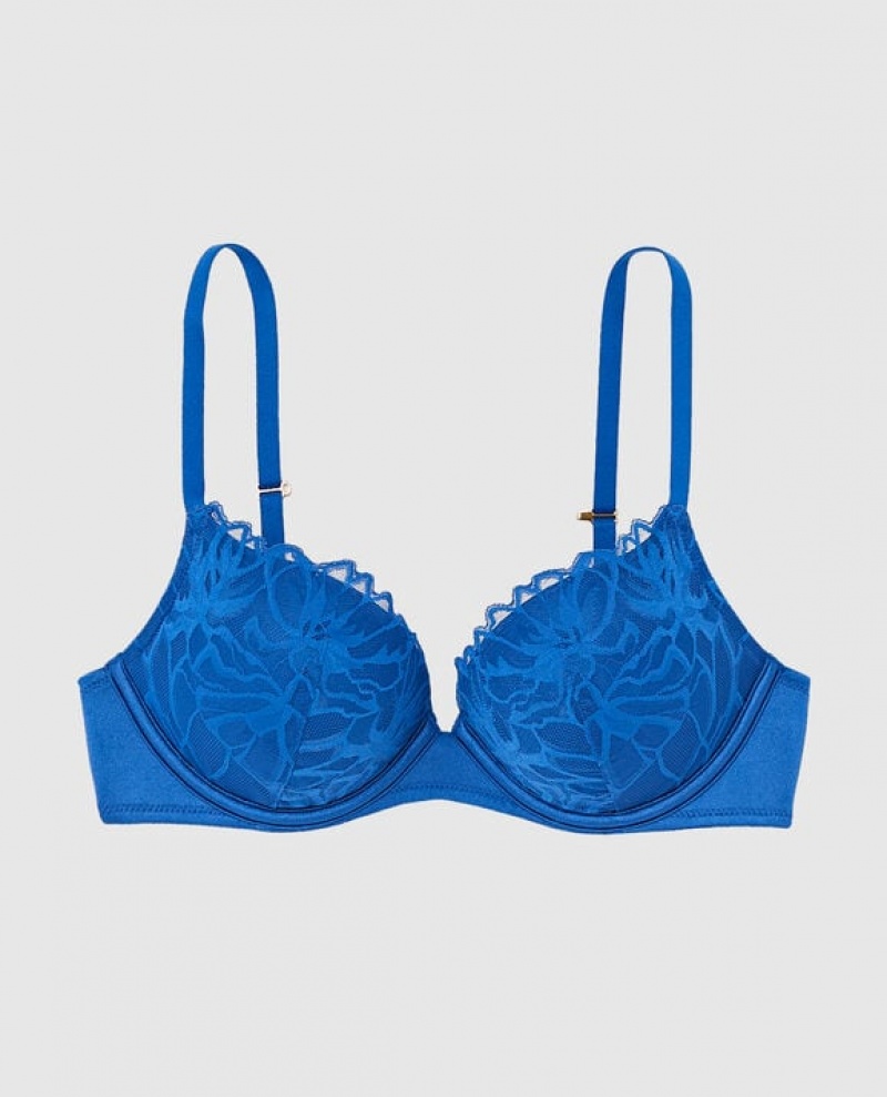 La Senza Up 2 Cup Push Up Women\'s Bras Deep Blue | EB1MrDiQ