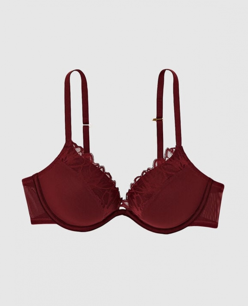 La Senza Up 2 Cup Push Up Women\'s Bras Red Burgundy | sHjVvvIq